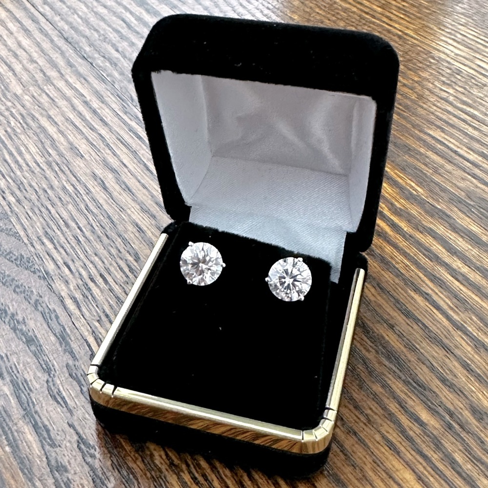 Stunning 5.02 Carat CTW Lab Diamond Studs Martini Set 14k WG F VS